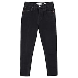 Jeans Slim-Fit con Dobladillo Desgastado en Denim de Algodón Negro Re/Done