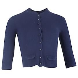 Mulberry kurz geschnittener, geknöpfter Cardigan aus blauer Wolle