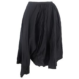 Asymmetrisch drapierter Midi-Rock von Yohji Yamamoto aus schwarzer Baumwolle