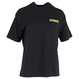 Camiseta oversized de algodón negro con impresión metálica del logo Vetements - Vêtements