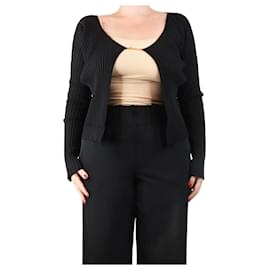 Schwarze gerippte cropped Strickjacke - Größe UK 14 - Jacquemus