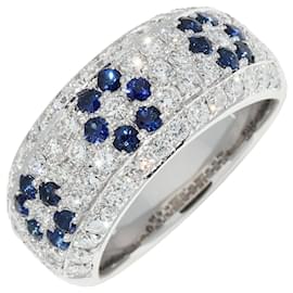 Pt900 Saphir-Diamant-Ring - Autre Marque