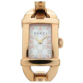 Gucci 6800L Uhr mit Muscheldial aus Roségold und Edelstahl