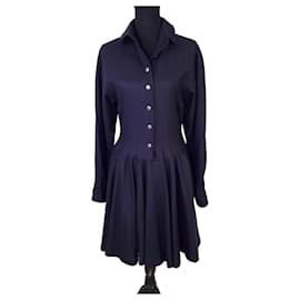 Byblos dunkelblaues Vintage-Wollkleid aus den 90er Jahren