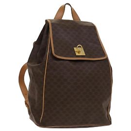 Céline Zaino in tela Macadam CELINE in pelle PVC marrone oro Auth 133422