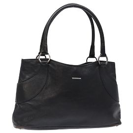 Borsa Tote in pelle nera e argento GUCCI 113015 Auth 138122