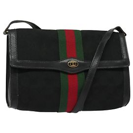 Borsa a Spalla Gucci GG Canvas Web Sherry Line Nero Oro 37 04 3657 Auth 139159