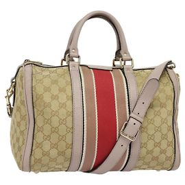 Gucci Borsa a mano 2 in 1 GG Canvas Sherry Line Beige Oro 247205 Auth 139336