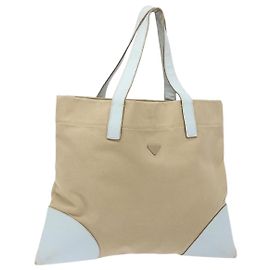 Prada Borsa Tote in Tela Beige Autentica 137463