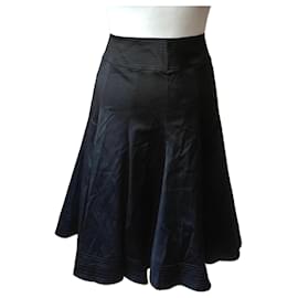 Falda Midi Negra de Satén - Autre Marque