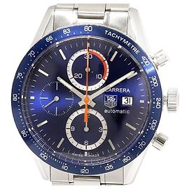 Tag Heuer Carrera Chronograph Uhr mit blauem Zifferblatt CV2015-3