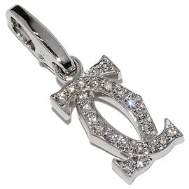 Pendente Cartier 2C Charm in oro bianco Au750 con diamanti