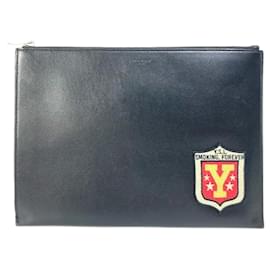 Pochette en cuir noir Yves Saint Laurent