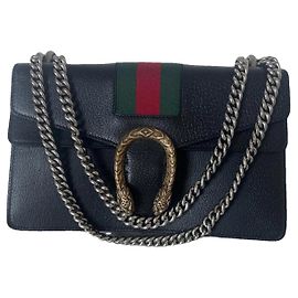 Borsa a mano Gucci Dionysus in pelle liscia nera