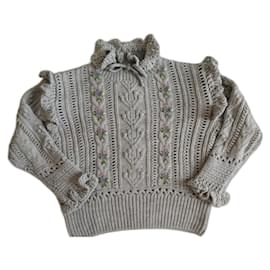Zara Pullover Grau Blumenstickerei Oversize S