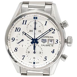 Tag Heuer Carrera Chronograph Automatik Uhr mit silbernem Zifferblatt CBK2114 Japan Limited Edition