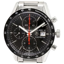 TAG Heuer Carrera Chronograph Uhr mit schwarzem Zifferblatt CV201AK-0