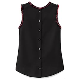 Chanel top de seda con detalles de tweed