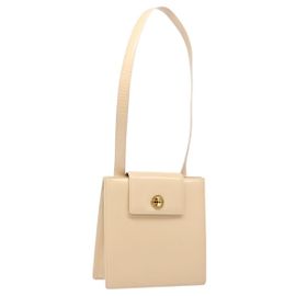 Bulgari Borsa a Spalla BVLGARI in Pelle Beige Oro Auth 138861