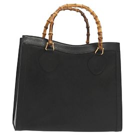 Gucci Bamboo Handtasche aus Leder Schwarz Gold 002 1186 0260 Auth ep10262