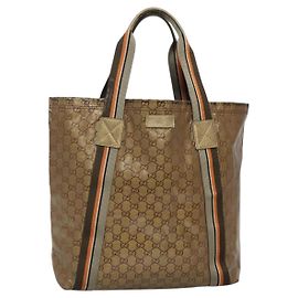 Borsa Tote GG Cristal GUCCI in tela rivestita oro 189669 Auth 139647