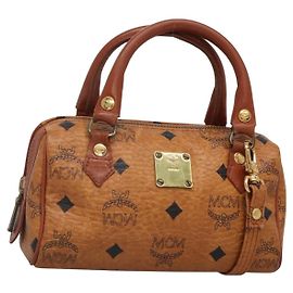 Borsa MCM Logogram Vicetos in pelle PVC 2 in 1 marrone oro Auth hk2943