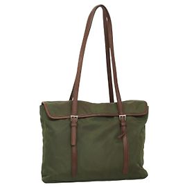 Prada Tote Bag aus Nylon Metall Gelb Gold Auth bs28696