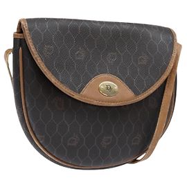 Christian Dior Borsa a spalla in tela a nido d'ape PVC nera e dorata Auth BA4962