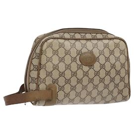 GUCCI GG Supreme Clutch Bag PVC Beige Auth ep10390