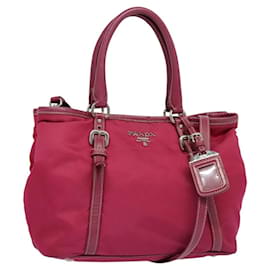 Borsa Tote PRADA Nylon 2way Rosa Argento Auth ki5875