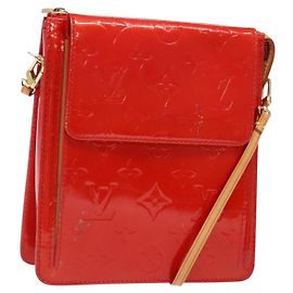 LOUIS VUITTON Monogram Vernis Motto Accessory Pouch Red M91137 LV Auth ep10275