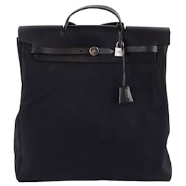 Bolso Hermès Herbag de lona y cuero negro