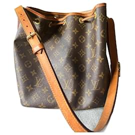 Borsa a mano Louis Vuitton Noe Monogram in pelle marrone scuro