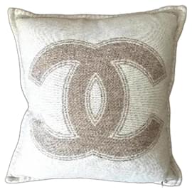 Chanel Cushion Beige and Taupe Wool Cashmere