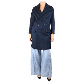 Joseph Cappotto doppiopetto in broccato blu scuro - taglia UK 8