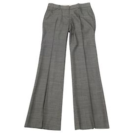 Pantalones de campana Demitria en houndstooth negro de lana Theory