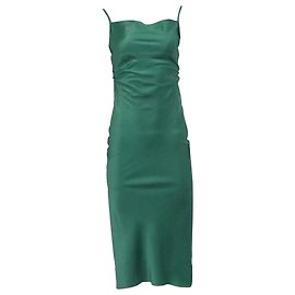 Midi-Kleid mit quadratischem Ausschnitt und offenem Rücken aus grünem Triacetat von Nanushka