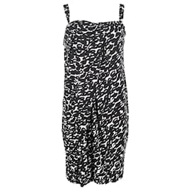 Vestido sin mangas estampado Max Mara hasta la rodilla en algodón negro y blanco