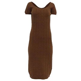 Vestido Midi Tricotado Caramba em Lã Marrom Max Mara