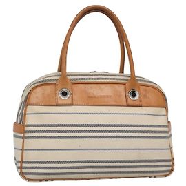 BURBERRY Handtasche aus Canvas und Leder in Weiß Silber Auth bs28984