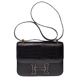 Borsa HERMES Constance in Pelle Esotica Nera - 102861 - Hermès