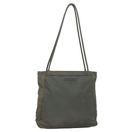 PRADA Tote Bag aus Nylon Khaki Silber authentisch bs28692
