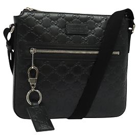 Borsa a Spalla in Tela Guccissima GG di GUCCI in Pelle Argento e Nera 406410 Auth 137990