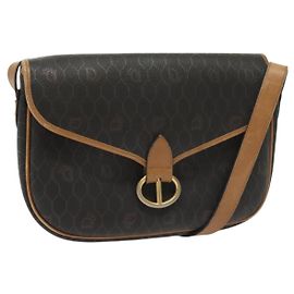 Borsa a spalla in tela a nido d'ape PVC nera e oro Christian Dior Auth 135069