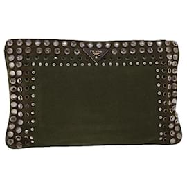 Pochette con zip impreziosita da cristalli - Prada