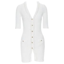 Chanel 09P Langer weißer Baumwoll Cardigan