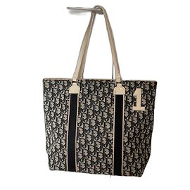Christian Dior Borsa Tote in Tela Oblique Trotter Monogram Blu