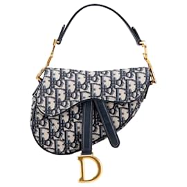 Borsa a sella mini obliqua blu Dior