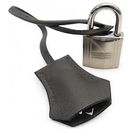 NEUF TIRETTE AVEC CLOCHETTE HERMES EN CUIR EPSOM ETAIN + CADENAS ARGENT PADLOCK - Hermès