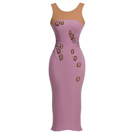 Dries Van Noten Embellished Sleeveless Midi Dress Pink Beige